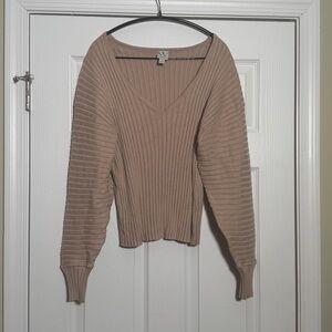 Worthington V-Neck Ribbed Sweater - Brown